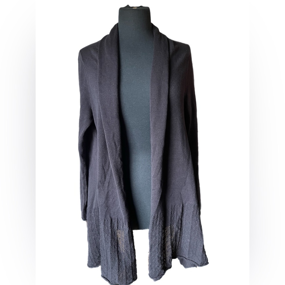 Catherine Malandrino Black Open Front Cotton Cardigan Size M